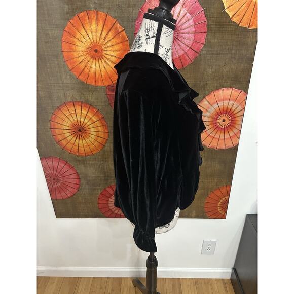 Niche Nilgun Derman Black Velvet Top W/ Ruffle Collar Romantic Goth Victorian M - Picture 3 of 6